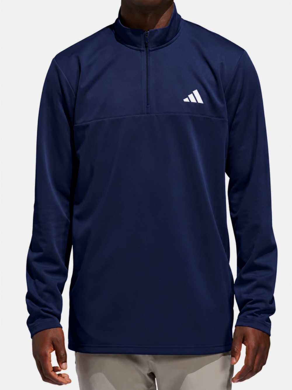 Adidas Men's Navy Long Sleeves Quarter-Zip Performance Pullover